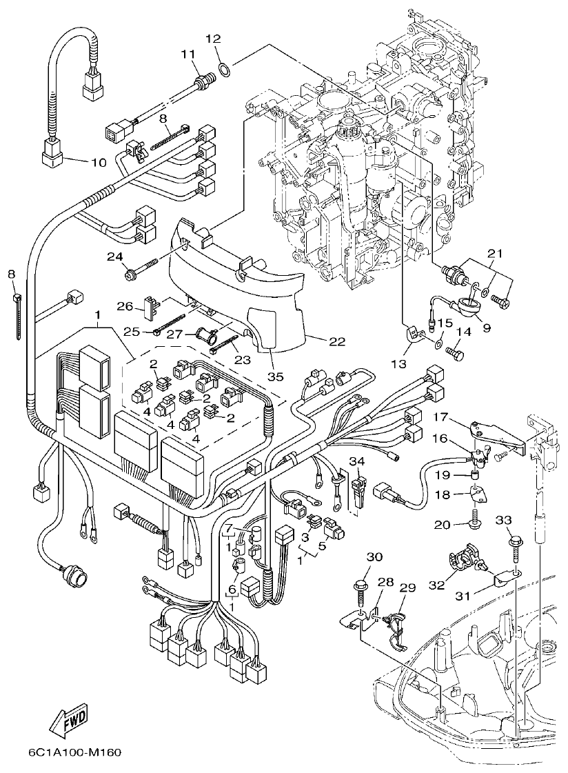 Yamaha F40H, F50H, F60F ELECTRICAL 3 parts diagram